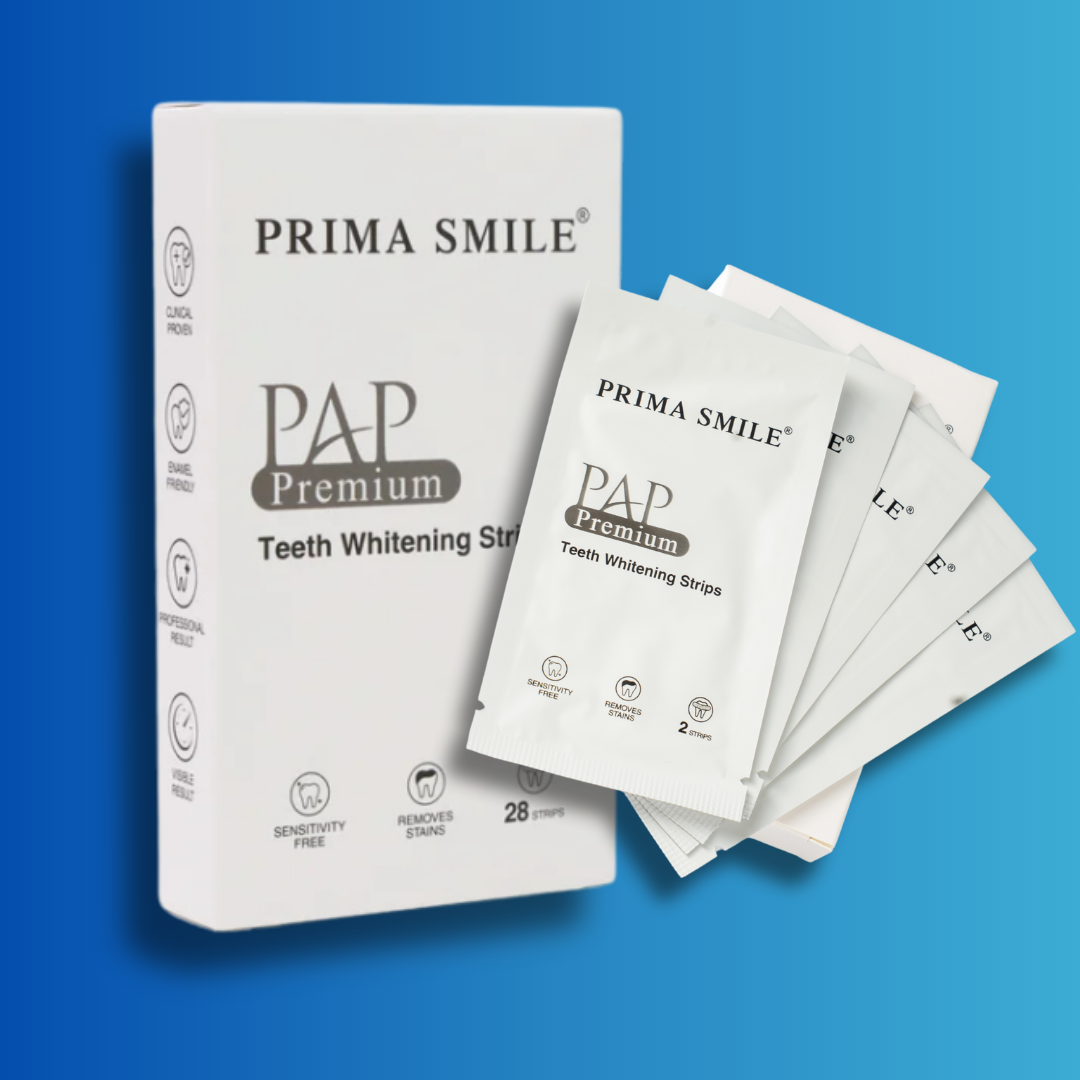 Prima Smile Teeth Whitening Strips + Prima Smile Teeth Whitening Powder.