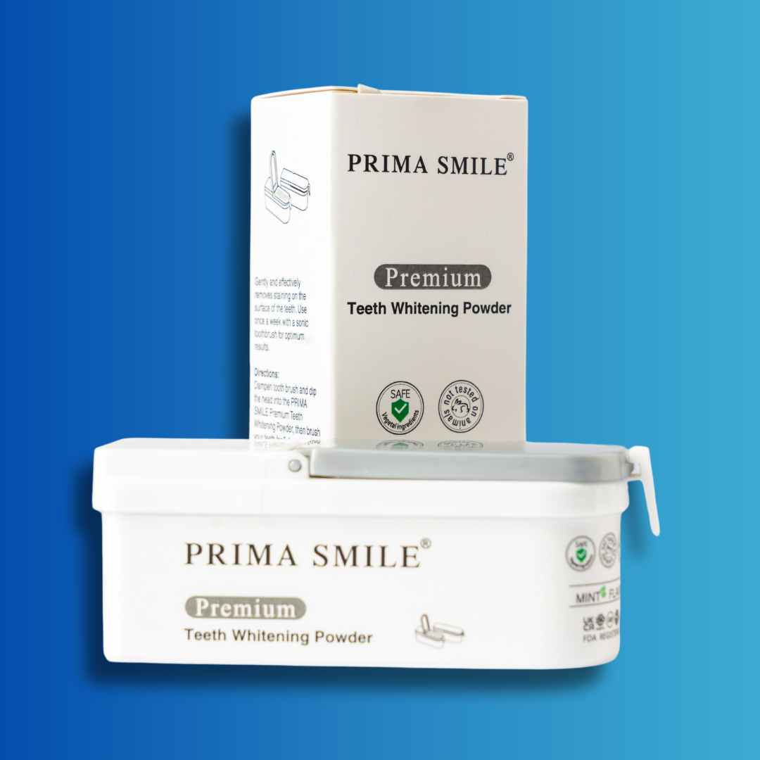 Prima Smile Teeth Whitening Strips + Prima Smile Teeth Whitening Powder.